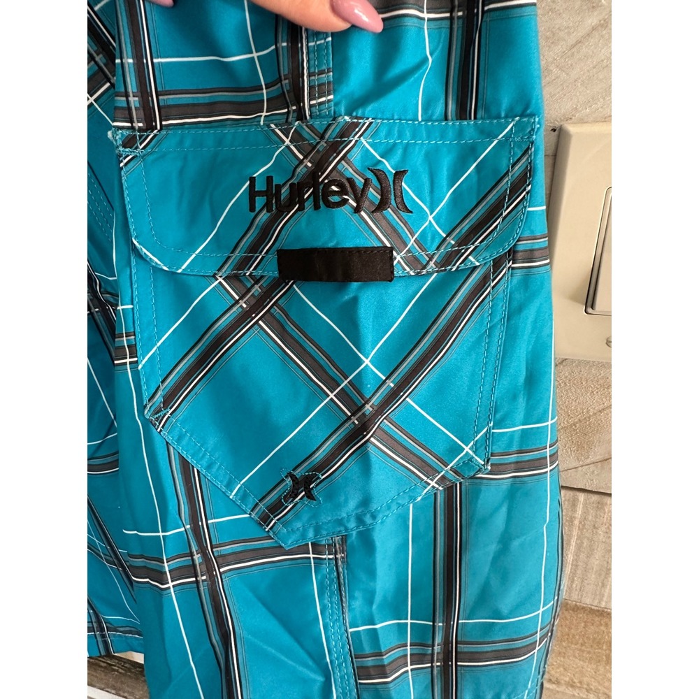Hurley Mens Blue Plaid Board Shorts Swim Trunks Size 36 22 Inch Length NWT - Picture 6 of 6